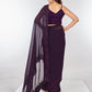 Rajwada Violet Embroidered Georgette Saree With Unstitched Blouse For Women