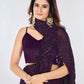 Rajwada Violet Embroidered Georgette Saree With Unstitched Blouse For Women