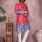 Rajwada Pinkish Red Cotton Blend Embroidered Kurta Set For Men