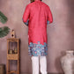 Rajwada Pinkish Red Cotton Blend Embroidered Kurta Set For Men