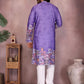 Rajwada Purple Cotton Blend Embroidered Kurta Set For Men