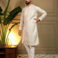 Rajwada White And Gold Cotton Blend Thread Work Kurta Set For Men