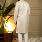 Rajwada White And Gold Cotton Blend Thread Work Kurta Set For Men