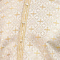 Rajwada White And Gold Cotton Blend Thread Work Kurta Set For Men