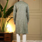 Rajwada Olive Green Cotton Blend Embellished Kurta Set For Men