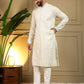 Rajwada White Cotton Blend Embellished Kurta Set For Men