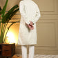 Rajwada White Cotton Blend Embellished Kurta Set For Men