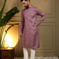 Rajwada Wine Cotton Blend Embellished Kurta Set For Men