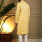 Rajwada Yellow Cotton Blend Embellished Kurta Set For Men