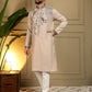 Rajwada Beige Silk Blend Embroidered Kurta Set For Men