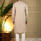 Rajwada Beige Silk Blend Embroidered Kurta Set For Men