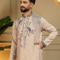 Rajwada Beige Silk Blend Embroidered Kurta Set For Men