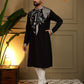 Rajwada Black Silk Blend Embroidered Kurta Set For Men