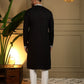 Rajwada Black Silk Blend Embroidered Kurta Set For Men