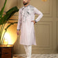 Rajwada Off White Silk Blend Embroidered Kurta Set For Men
