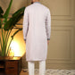 Rajwada Off White Silk Blend Embroidered Kurta Set For Men