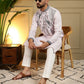 Rajwada Off White Silk Blend Embroidered Kurta Set For Men
