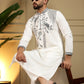 Rajwada White Silk Blend Embroidered Kurta Set For Men