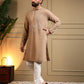 Rajwada Beige Silk Blend Embroidered Kurta Set For Men