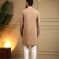 Rajwada Beige Silk Blend Embroidered Kurta Set For Men