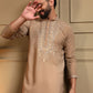 Rajwada Beige Silk Blend Embroidered Kurta Set For Men