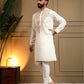 Rajwada White Silk Blend Embroidered Kurta Set For Men