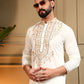 Rajwada White Silk Blend Embroidered Kurta Set For Men