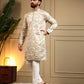 Rajwada Cream Silk Blend Embroidered Kurta Set For Men