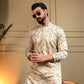 Rajwada Cream Silk Blend Embroidered Kurta Set For Men