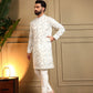 Rajwada White Silk Blend Embroidered Kurta Set For Men