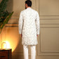Rajwada White Silk Blend Embroidered Kurta Set For Men