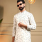 Rajwada White Silk Blend Embroidered Kurta Set For Men
