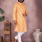Rajwada Orange Silk Blend Printed Kurta Set For Men