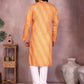 Rajwada Orange Silk Blend Printed Kurta Set For Men