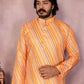 Rajwada Orange Silk Blend Printed Kurta Set For Men