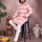 Rajwada White And Pink Silk Blend Printed Kurta Set For Men