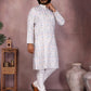 Rajwada White Silk Blend Printed Kurta Set For Men