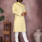 Rajwada Yellow Silk Blend Printed Kurta Set For Men