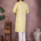 Rajwada Yellow Silk Blend Printed Kurta Set For Men