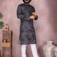 Rajwada Black Cotton Blend Printed Kurta Set For Men