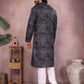 Rajwada Black Cotton Blend Printed Kurta Set For Men
