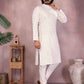 Rajwada Off White Cotton Blend Printed Kurta Set For Men