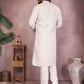 Rajwada Off White Cotton Blend Printed Kurta Set For Men