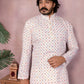 Rajwada Off White Cotton Blend Printed Kurta Set For Men