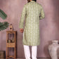 Rajwada Pista Green Cotton Blend Printed Kurta Set For Men