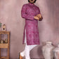 Rajwada Purple Cotton Blend Printed Kurta Set For Men
