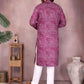 Rajwada Purple Cotton Blend Printed Kurta Set For Men