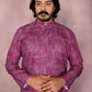 Rajwada Purple Cotton Blend Printed Kurta Set For Men