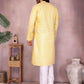 Rajwada Yellow Cotton Blend Printed Kurta Set For Men