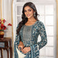 Rajwada Teal Blue Rayon Printed Kurta Set For Women